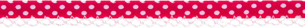 Schrägband Häkelkante 12 mm pink, gepunktet
