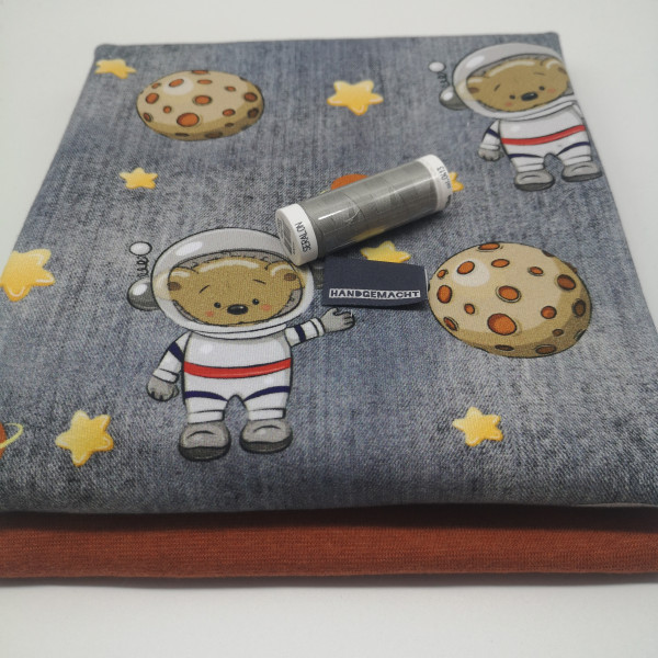 Stoffpaket Babys "Weltraum-Teddy": Pumphose, Gr. 50-92