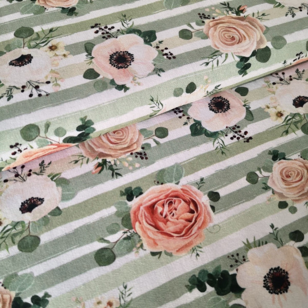 French Terry floral gestreift