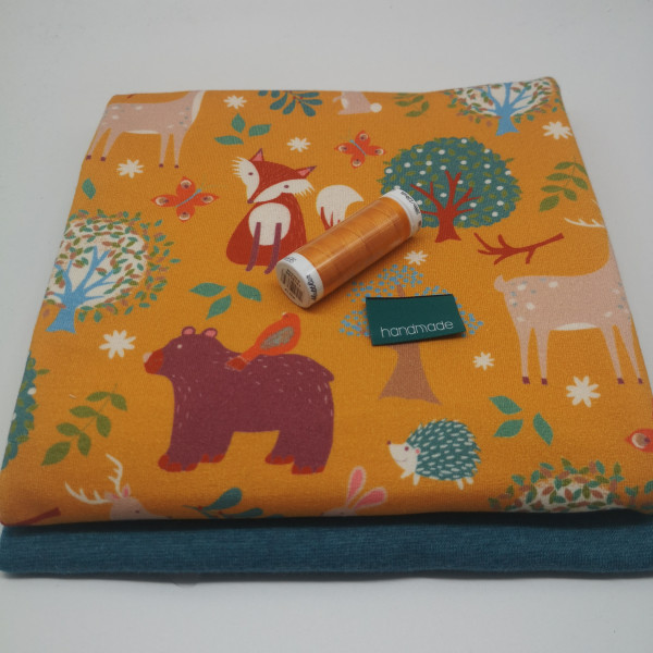 Stoffpaket Babys "Waldtiere": Pumphose, Gr. 50-92
