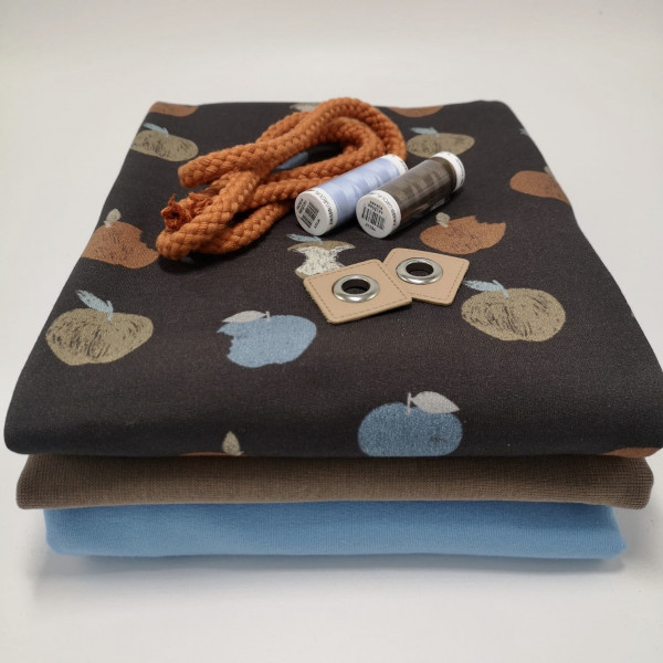 Stoffpaket Kinder "Apfel": Hoodie & Pumphose, Gr. 74-110
