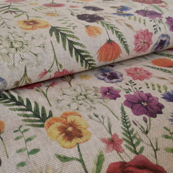 Dekostoff floral Leinenoptik