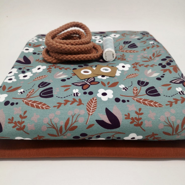 Stoffpaket Kinder "floral": Hoodie, Gr. 116-152