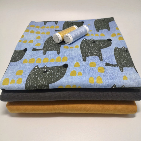 Stoffpaket "Wolf": Babyset, Gr. 50-98