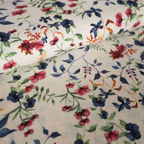 Viskose Leinen floral