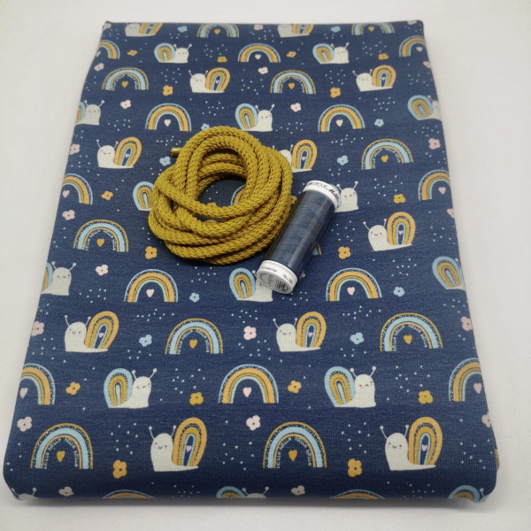 Stoffpaket Kinder "Schnecke & Regenbogen": Schwalbenshirt, Gr. 80-128