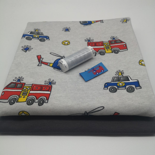 Stoffpaket Babys "Blaulicht": Pumphose, Gr. 50-92