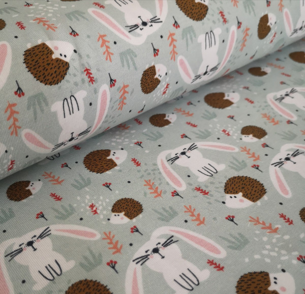 Baumwolljersey Igel & Hase