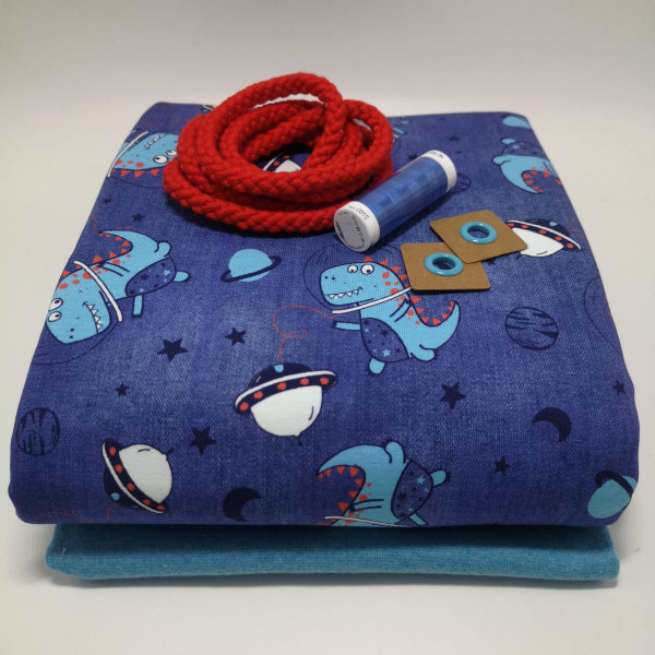 Stoffpaket Kinder "Dino": Hoodie, Gr. 116-152