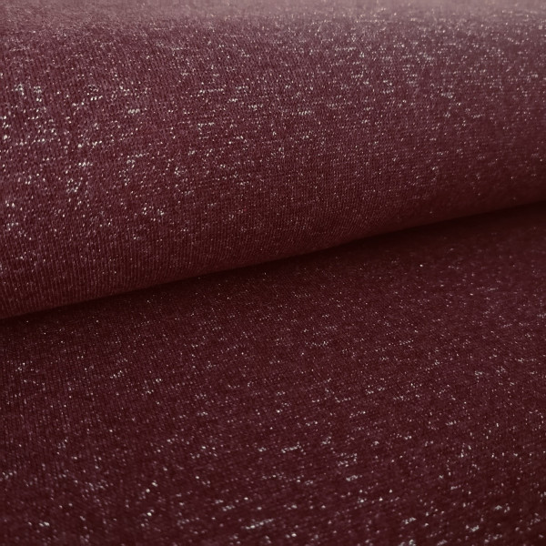 Bündchenstoff Glitzer meliert, bordeaux-silber