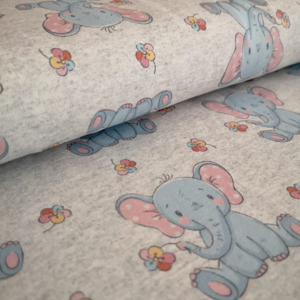 Baumwolljersey meliert Elefant