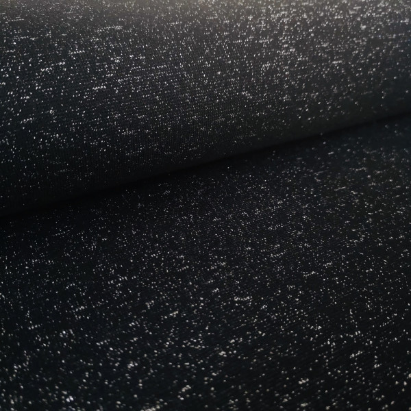 Bündchenstoff Glitzer meliert, schwarz-silber