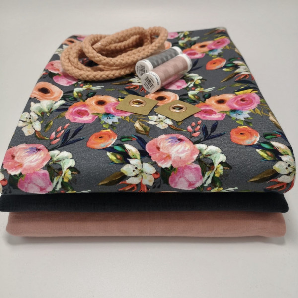 Stoffpaket Kinder "floral": Hoodie & Pumphose, Gr. 74-110