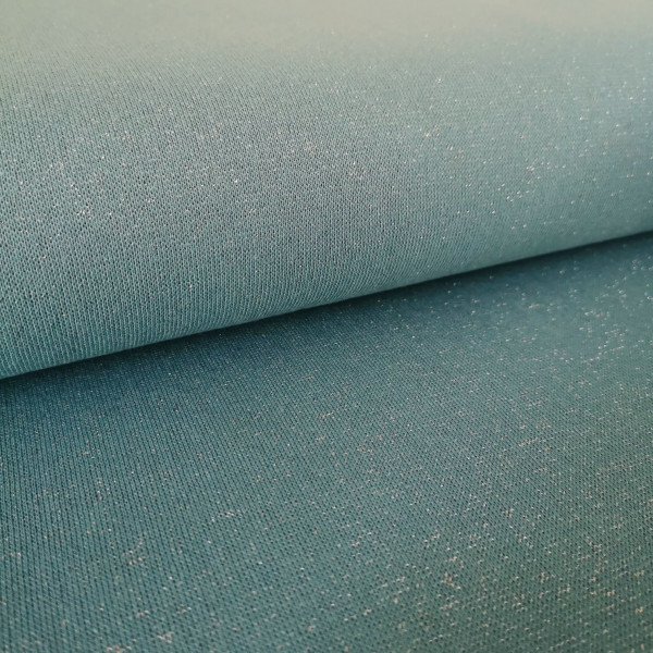 Bündchenstoff Glitzer meliert, mint-silber