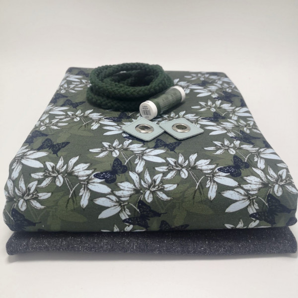 Stoffpaket Damen "floral": Hoodie, Gr. 32-44 (XXS-XXL)