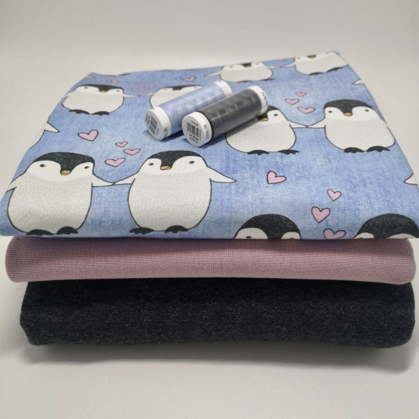 Stoffpaket "Pinguin": Babyset, Gr. 50-98