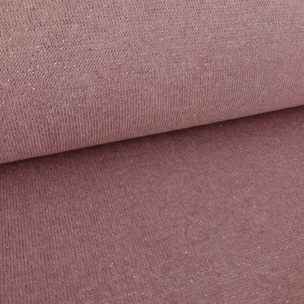 Bündchenstoff Glitzer meliert, rosa-silber