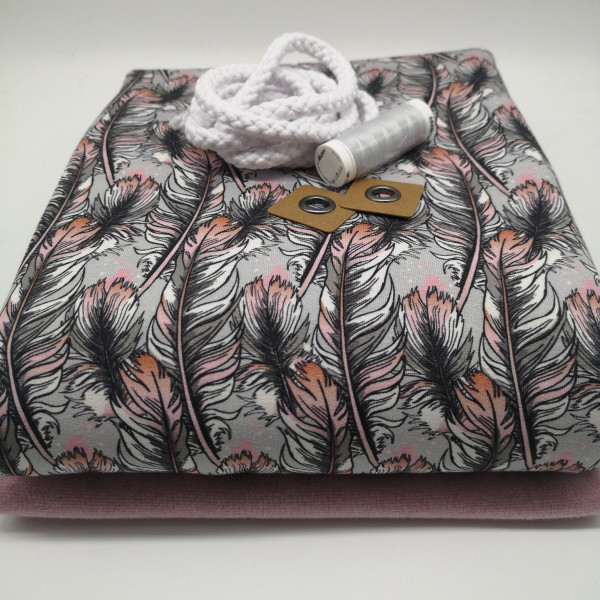 2,50 Meter Stoffpaket Damen "Federn": Hoodie, Gr. 32-44 (XXS-XXL)